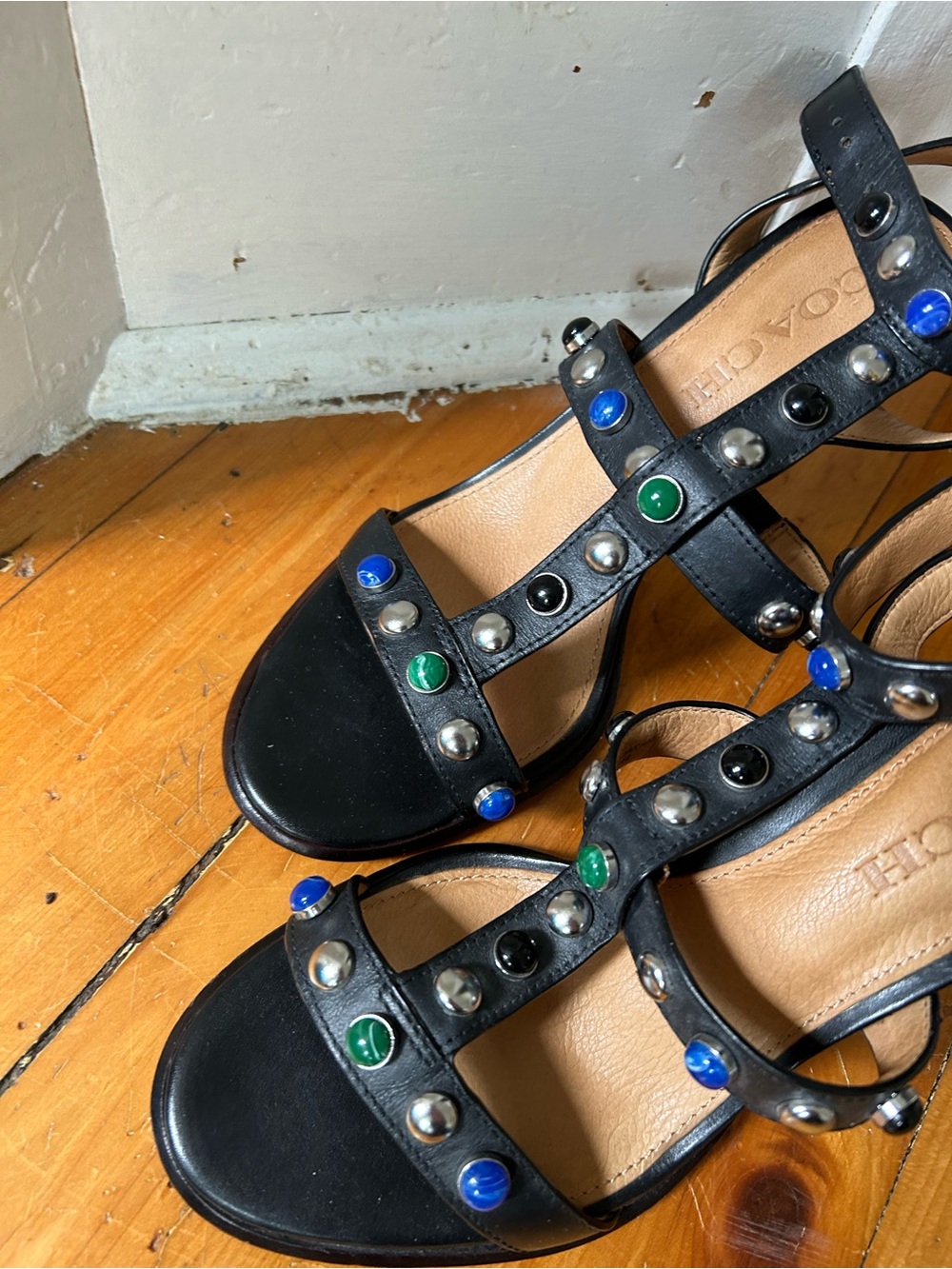 Coach Isabel heels studded leather black 6.5 - Picture 3 of 10